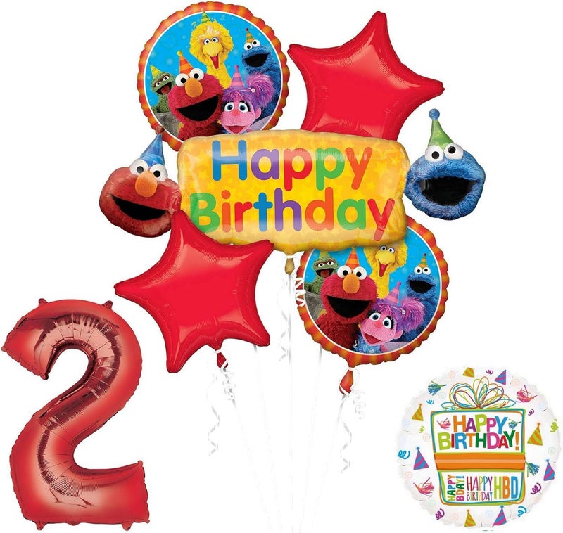 Mayflower Products Anagram Elmo and Friends 2nd Birthday Supplies Decorations Balloon kit - Image 1